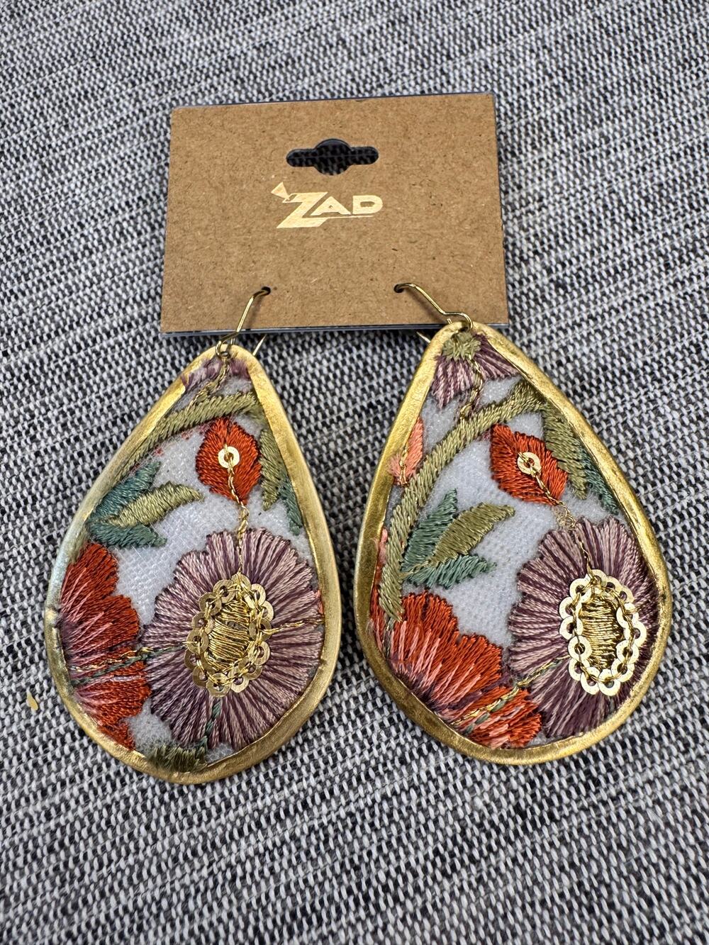 Embroidered Floral Earrings Colorful Flower Earrings West Hills Studio